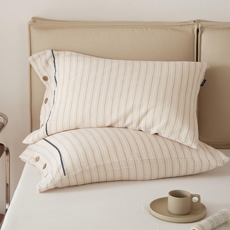 Soft Breathable Double Layer Cotton Pillowcase Set 48x74cm Single Bed Japanese Style