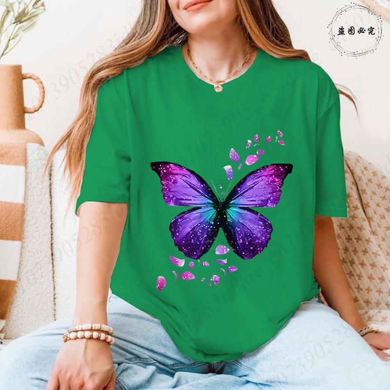 Fashion Butterflies Autism Awareness T-Shirt Women Clothing Summer Breathable Tops Short Sleeve Soft Comfortable Tee Shirt