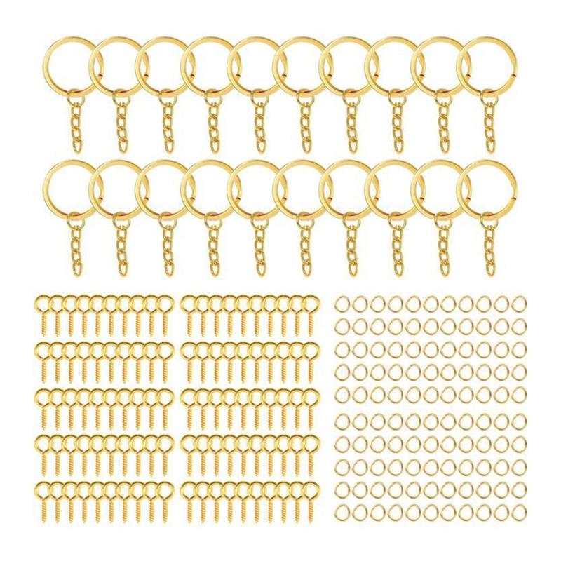 

20Pcs Gold Silver Metal Key Ring Hoop 100Pcs Open Jump Rings 100Pcs Claw Nails Split Keyring for DIY Keyring Crafts золотой