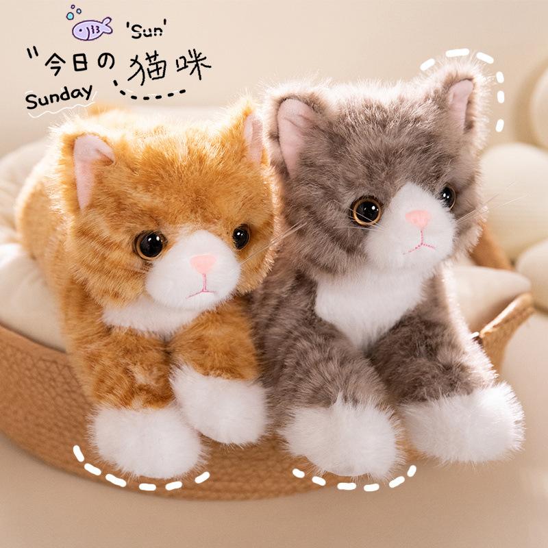 

Cute Simulated Kitten Plush Toy Children S Pet Cat Doll Lying Down Cat Throw Pillow Birthday Gift 40cm