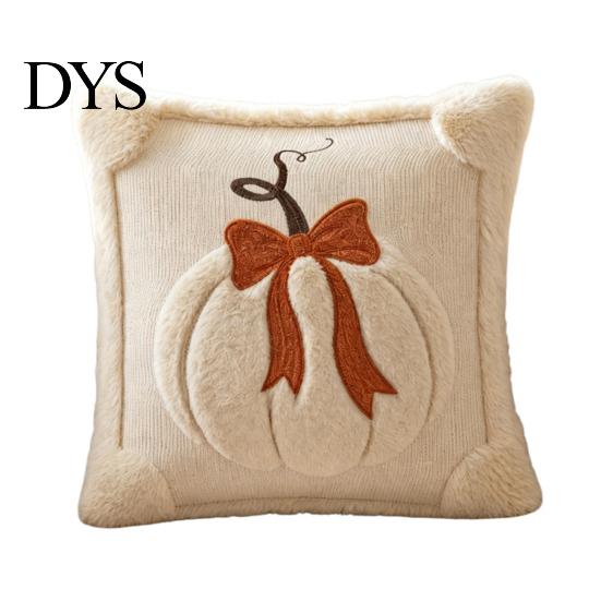 Retro Farmhouse Cushion Covers Pumpkin Cover, Plush Embroidered Bow Throw Pillow 18 Decorative Cover for Thanksgiving x Inch Soft Autumn Case