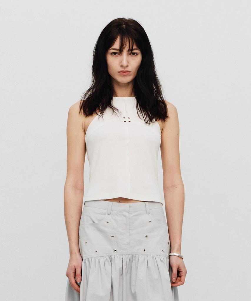 SEALOT Signature Cut Eyelet Basic Sleeveless Top (White)
