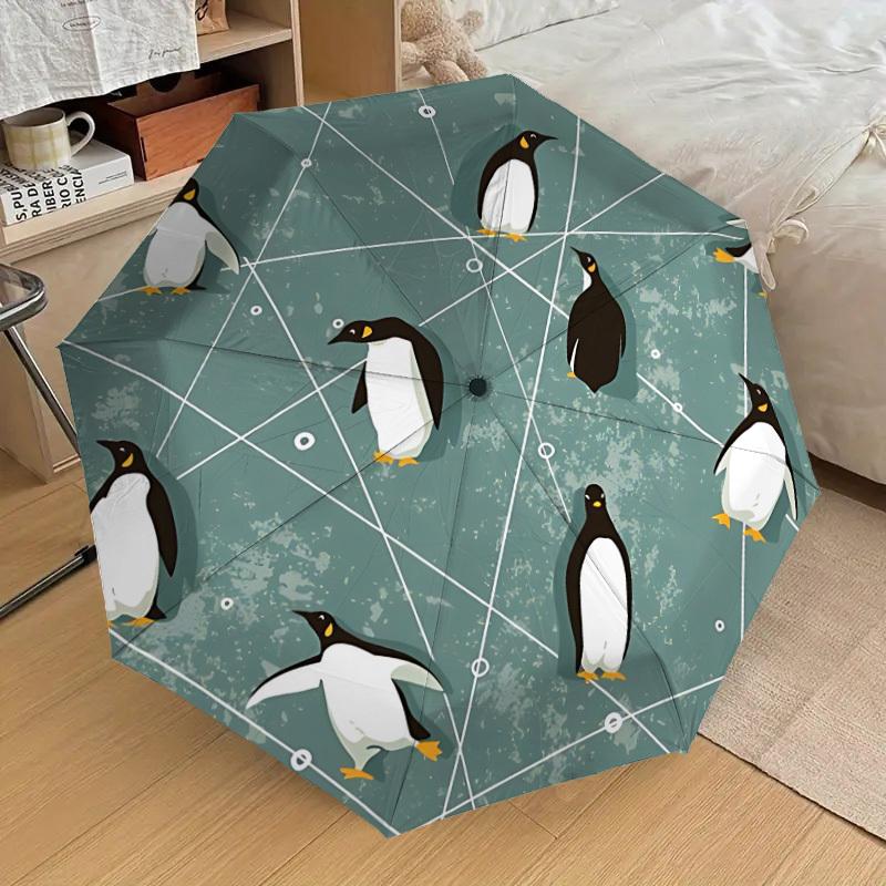 1 Stück Pinguin Netz Automatischer Faltregenschirm - Tragbares faltbares Design, 8-Rippen Eisenrahmen, Verspieltes Design yy251215215