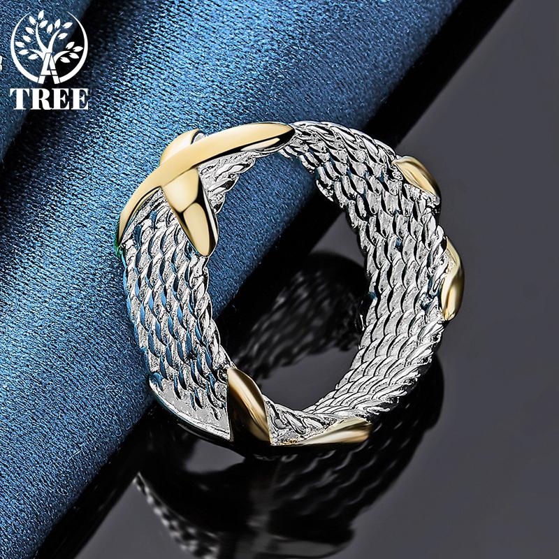 925 Sterling Silver Gold Letter X Ring Jewelry