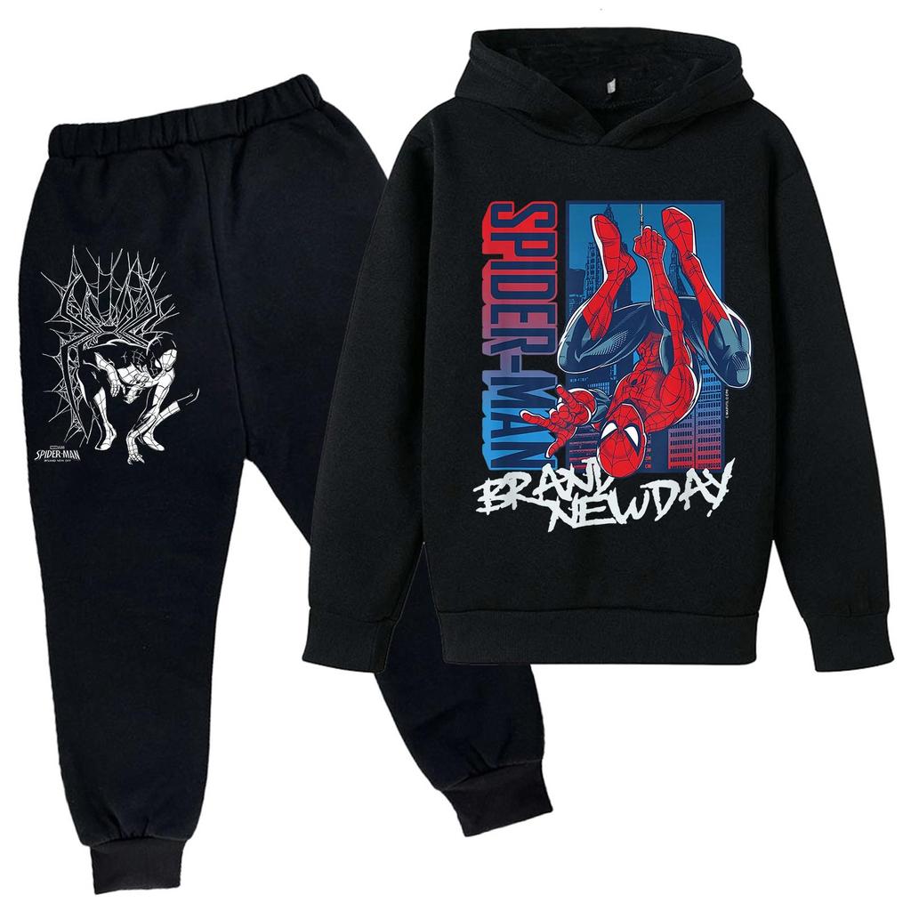 Kids Trendy Printed Pullover Hoodie and Sweatpants Set - Loose Fit Long Sleeve Casual 2 Piece Outfit