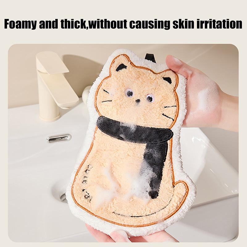 Cat Hand Towel Cute Embroidery Cartoon Hand Towel Hairless Strong Absorbent Kitchen Absorbent Cotton Towel Rag Towel