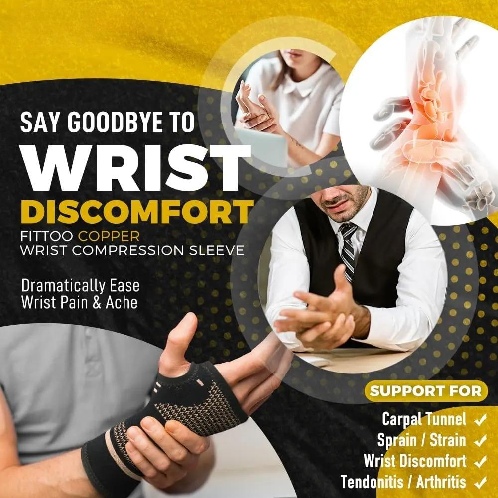 1pc Copper Fiber Compression Gloves Sports Wrist Guard Arthritis Gloves Elastic Palm Brace Fitness Wrist Support Wristband