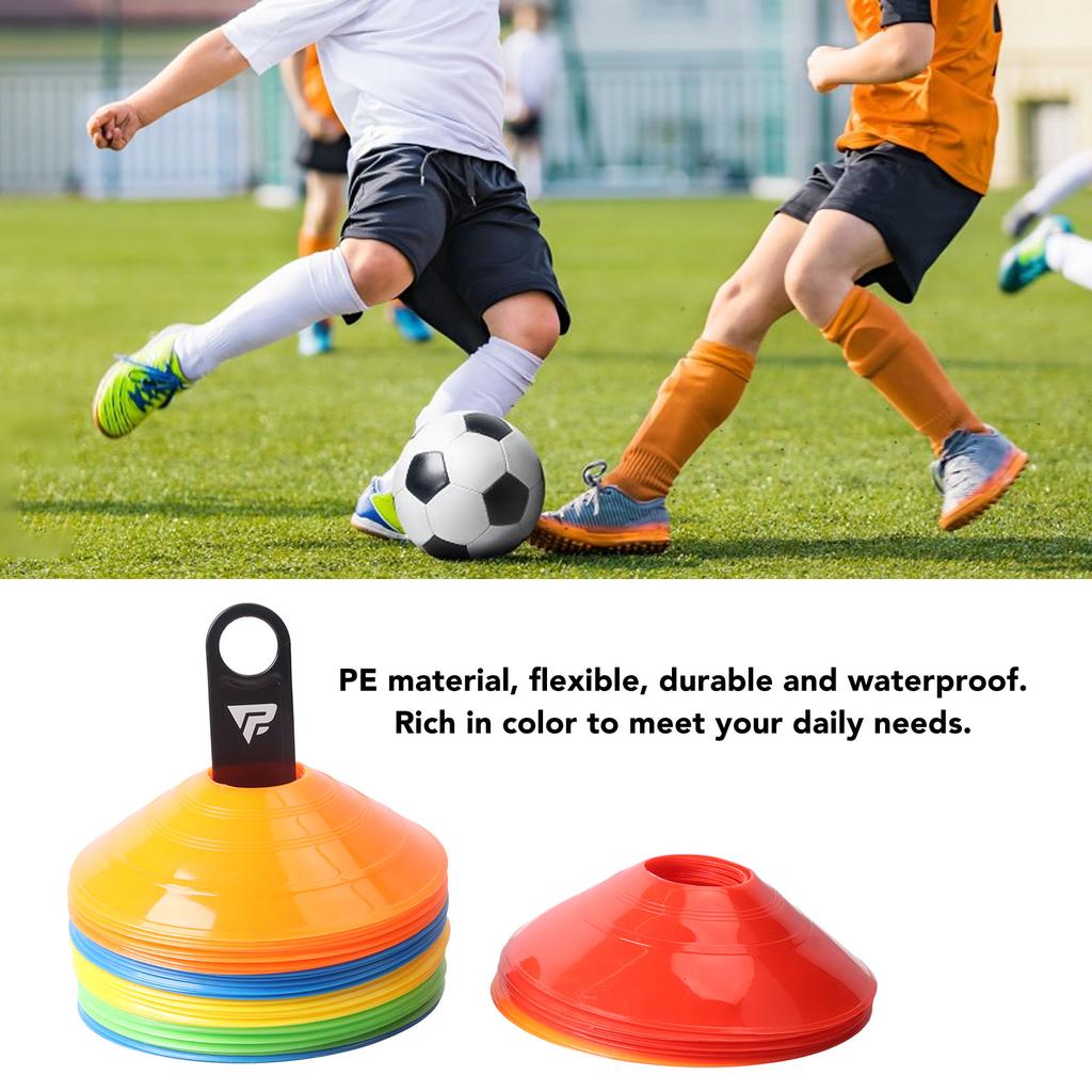 50 Pack Agility Soccer Cones Different Colored Cone Markers with Carry Bag and Holder for Sports Training Practice