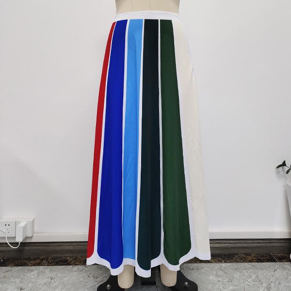 

Vacation Style Women s Midi Skirt with Elastic Waist and Print Design L разноцветный