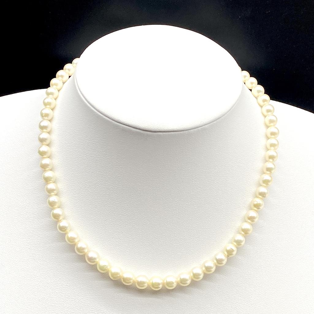 Akoya Pearl Necklace Natural Jewelry Pink Beige Approx. 41cm 6.5mm–7.0mm 27.0g Silver Clasp w/Box