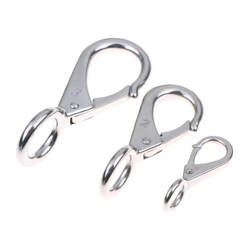Heavy Duty Stainless Steel 304 Spring Snap Hook Rigid Loaded Fixed Eye Clip Carabiner Universal Marine Boats Clip Dock Hardware