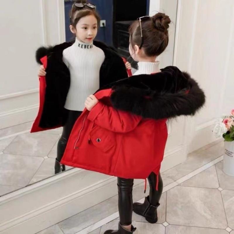 Girls Winter Jackets Thickened Hooded Cotton Padded Overcoat for Children Fashion Coats for Child Clothes