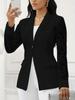 Damen Ein-Knopf Spitze Langarm Patchwork Unifarben Anzugjacke