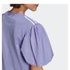 adidas Originals Three Stripes Round Neck Pullover Printed Letter Casual Short Sleeve Lantern Sleeve T-Shirt Women Tops Purple H59037