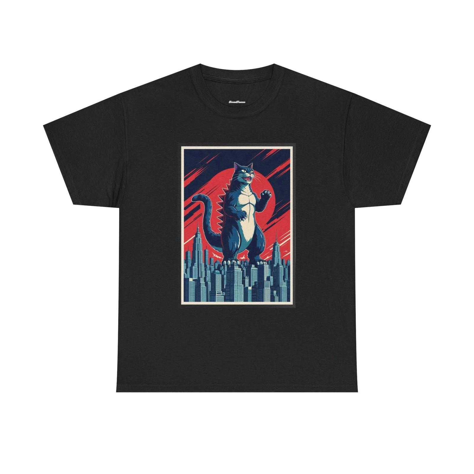 Catzilla Vintage Cat Graphic Tee, Unisex T-Shirt for Cat Lovers, Funny Cat 3XL