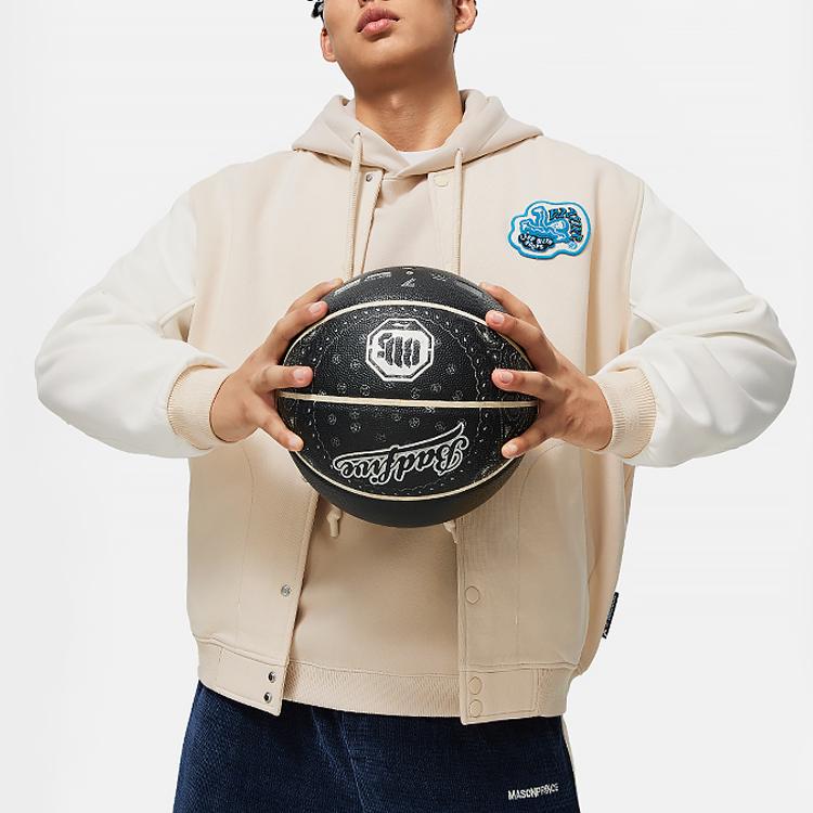 Li Ning Basketball Series American Vintage Letter Print Baseball Collar Fleece Jacket Men Jackets Gravel-Gray AJDU007-4