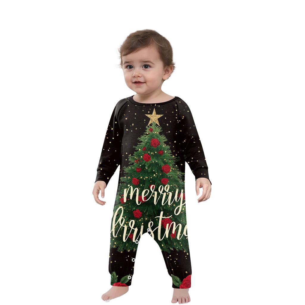 Christmas Printed Round Neck Parent-Child Long Sleeve Long Pants Home Clothes Set