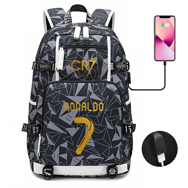 Glow-in-the-Dark Soccer Backpack Teens Large Capacity Laptop Bag With Padded Straps Oxford Fabric Trendy Patchwork Design