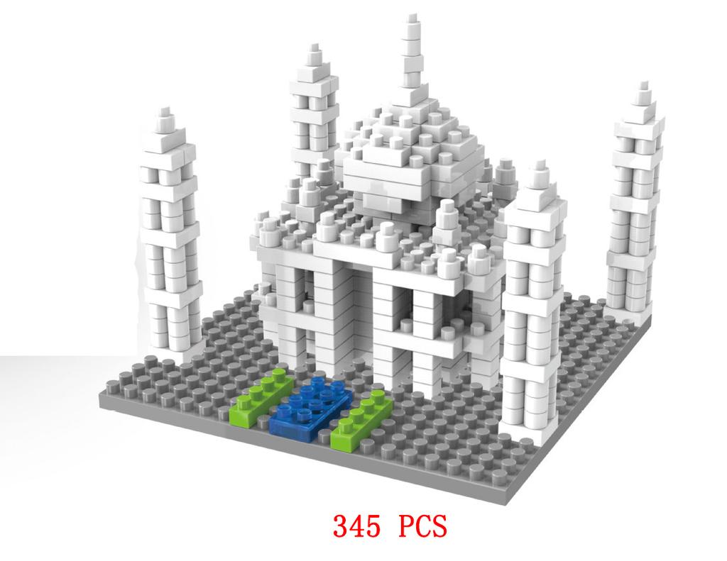 Mini Bloque Taj Mahal Modelo de Arquitectura Construcción Ladrillo de Diamante Ciudad de la India Bangladesh Mausoleo tumba Milagro clásico juguete creativo