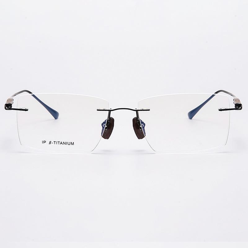 Men s Rimless Retro Sandalwood Glasses with Pure Titanium Frames and Optional Myopia Lenses