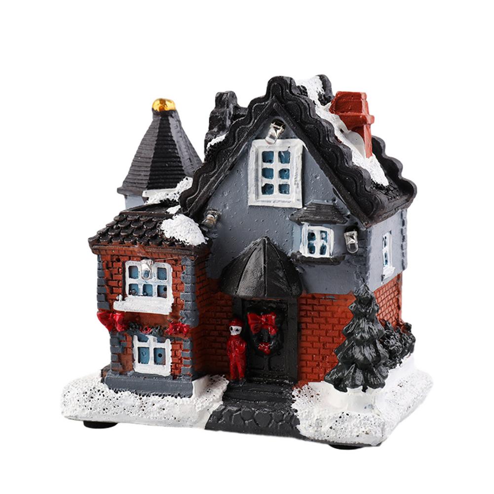 Mini Weihnachts Haus Möbel Puppenhaus LED Haus Dekorieren Licht Mit Harz Miniatur Haus Heimdekoration Weihnachtsgeschenke
