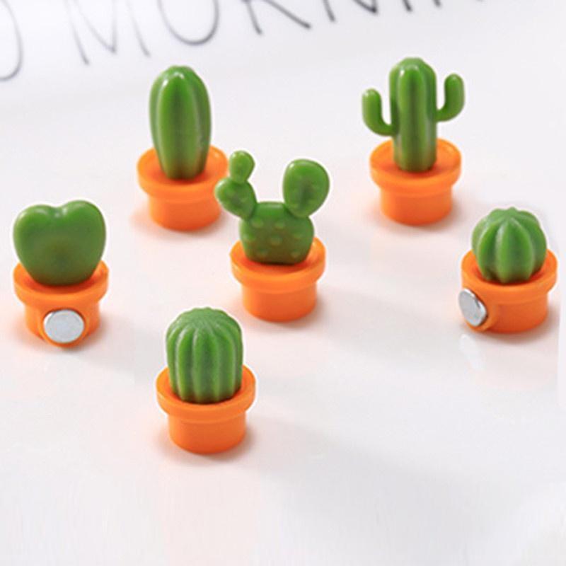 6Pcs/Set 3D Cute Succulent Plant Magnet Message Sticker for Kitchen Refrigerator Magnet Button Cactus Decoration Accessories