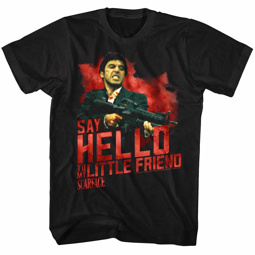 Scarface Say Hello To My Little Friend Men s T Shirt Blood Splatter Tony Montana M