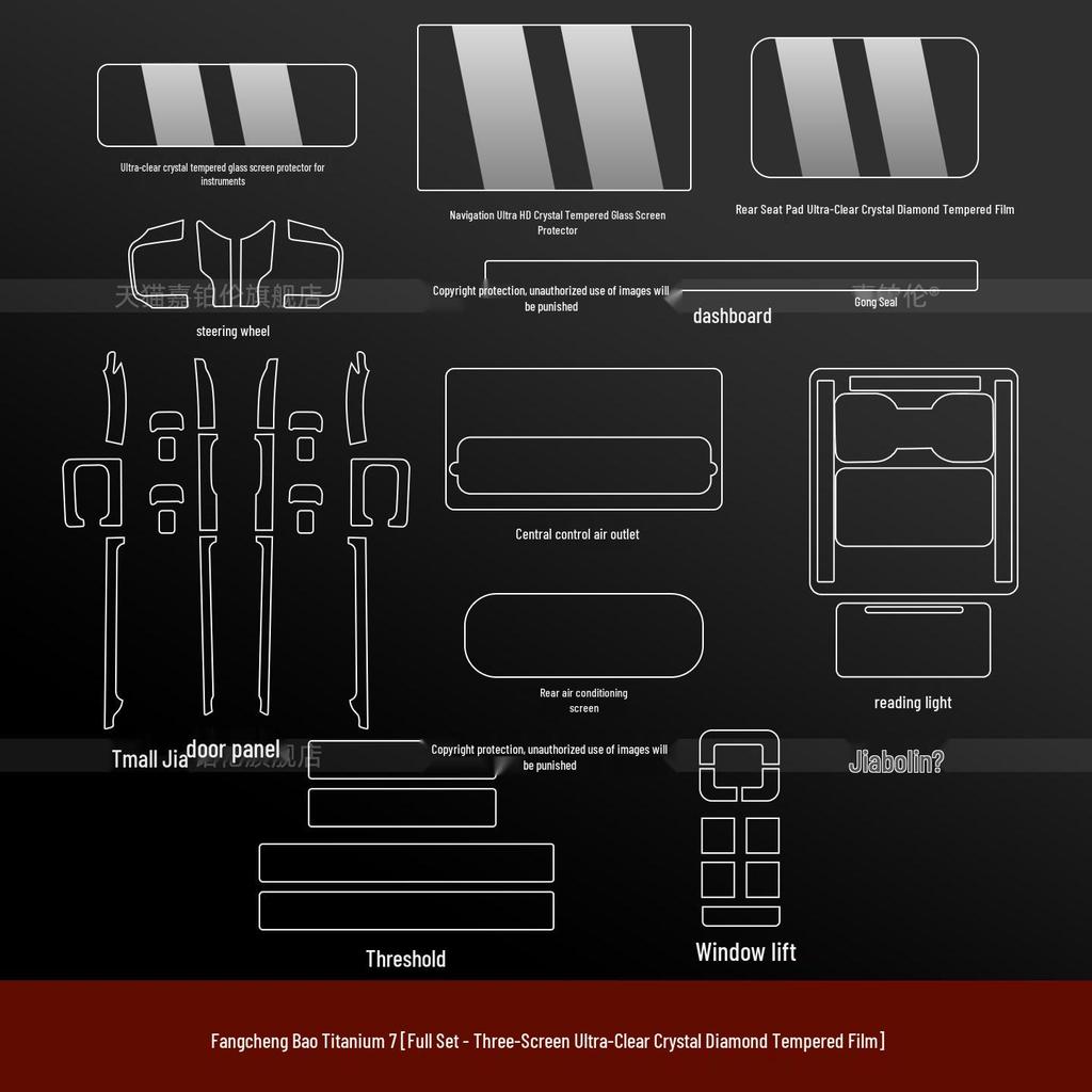 Equation Leopard Titanium 7 Door Sill Trim & Center Console Screen Protector Set