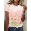 Sommer Damen 3D-Druck Rundhals T-Shirt Mode Vielseitig Atmungsaktiv Trend Lässig
