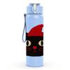 1PC Santa Hat Black Cat 750ml Color Plastic Sports Water Bottle Leakproof Flip Straw Lid Suitable for Sports Office Home Use