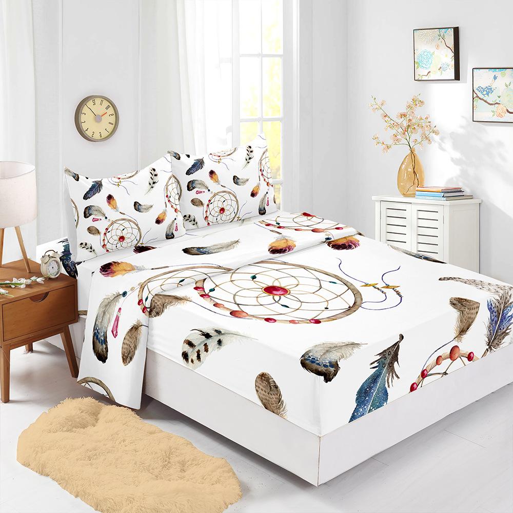 Dream Catcher Wind Chimes Four-Piece Set Mattress Sheet Mattress Protective Cover Bedding