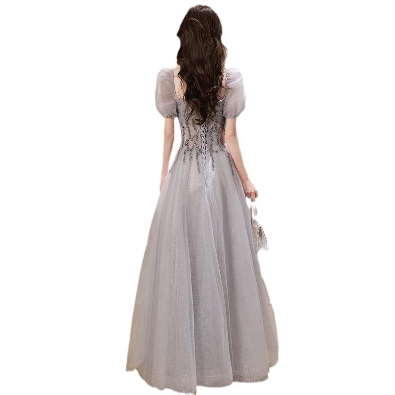 Evening dress dress women's 1011 new light luxury niche wedding dress French princess on the run student graduation season evening dress