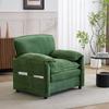Green Retro Single Sofa with Simple Shape and Double Storage Pocket on the Side, for Small Living Rooms, Balconies, Studies, Bedrooms and Other Rooms