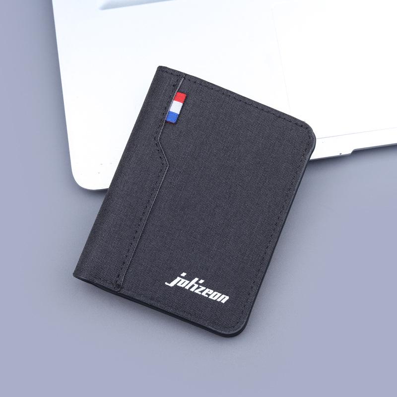 Vertical Canvas Leather Money Clip Men's Wallet