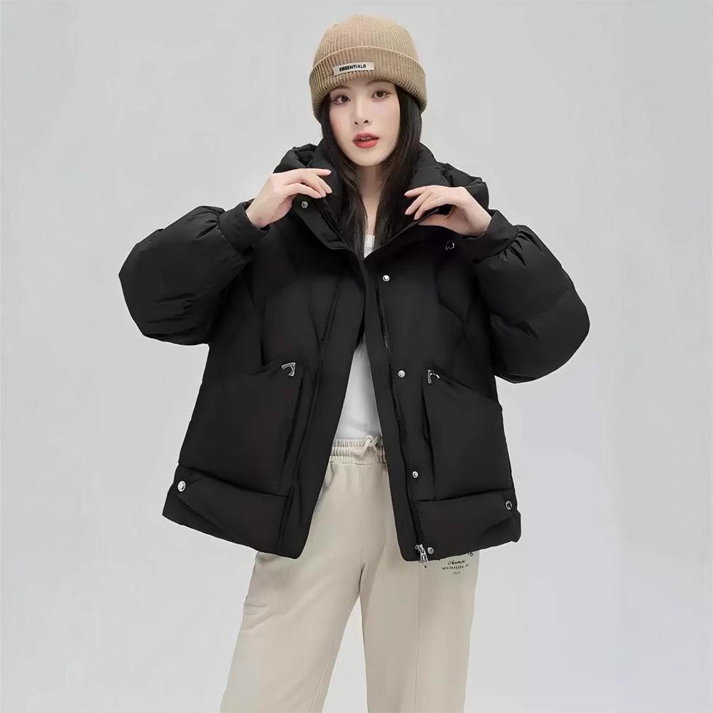 Genuine Clearance Winter White Duck Down Women's Hooded Short Jacket - Small Size Loose Fit