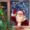 Seasonal Window Decals Christmas Static Clings, Waving Santa Stickers, No?Glue Removable Retail Store Decor Glass Decal for Balcony Home Shop