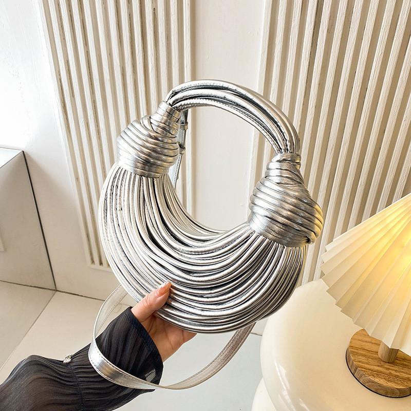 Stylish Gold Shoulder Bag French-inspired Handcrafted Woven Crossbody For Women