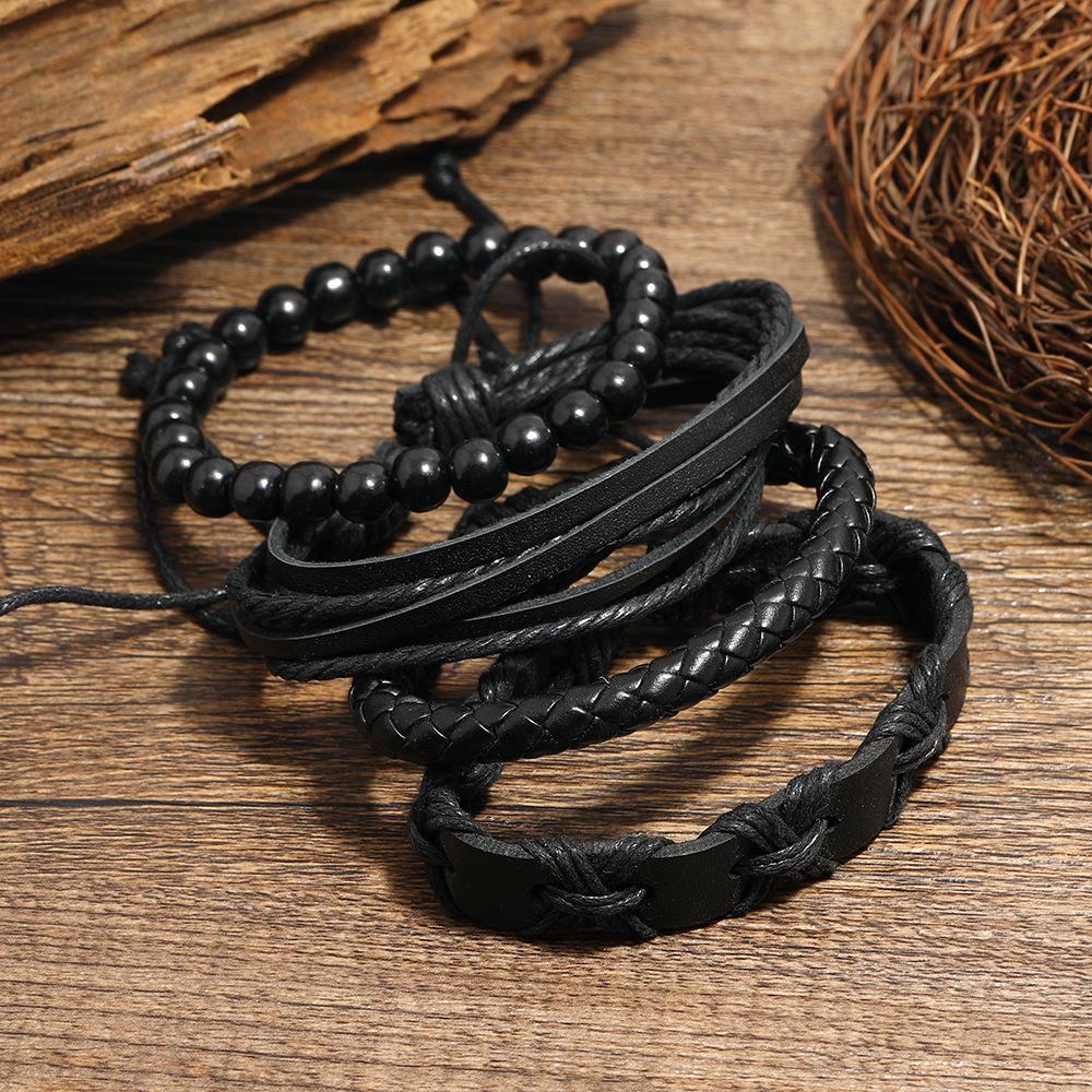 Retro Braided Leather Bracelet Set for Men - DIY Personalized Jewelry Accessories
