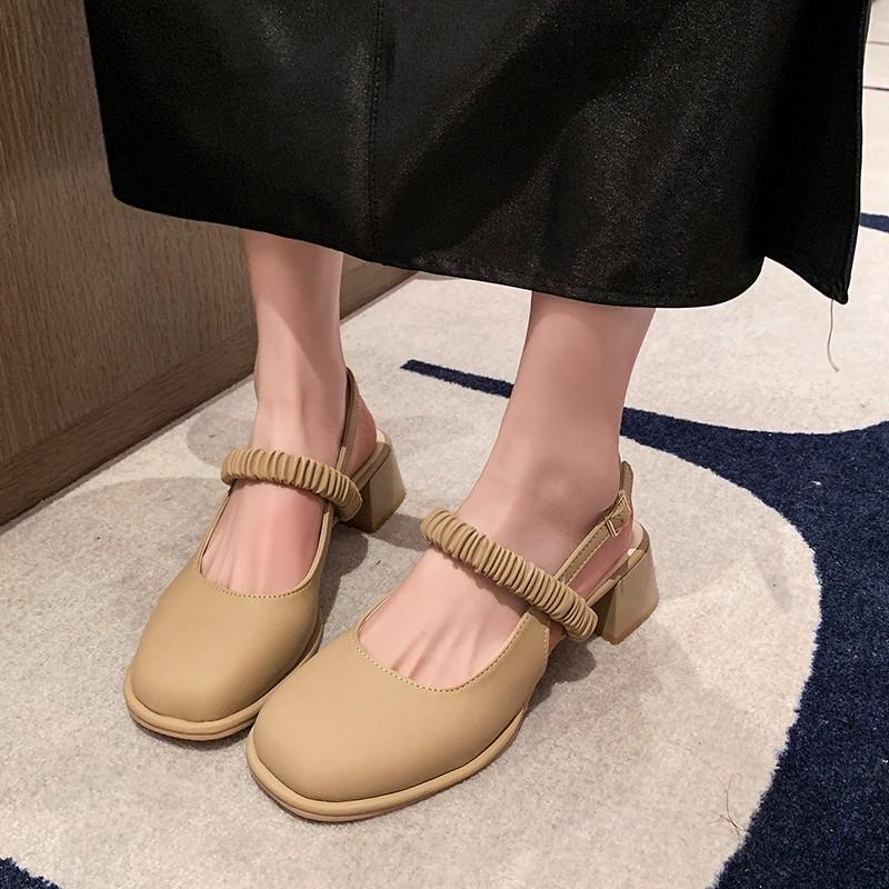 Damen High Heels Elegant Eckige Zehenpartie Schwarze High Heels Modische Dicke Absätze Hochzeitsparty Sandalen