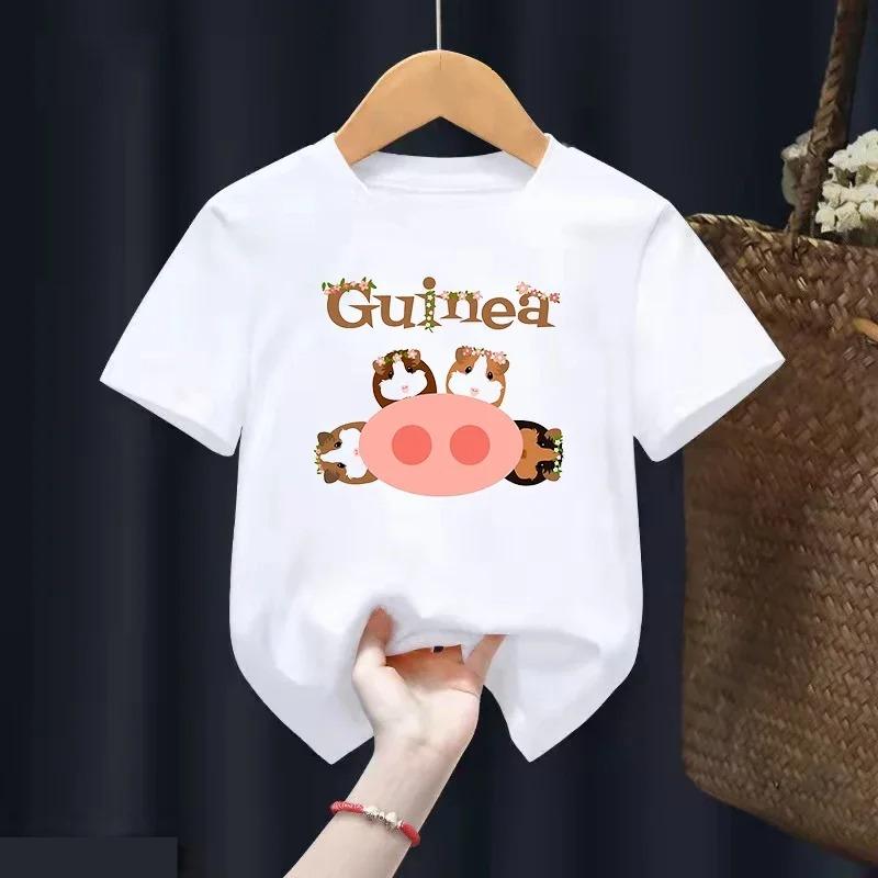 Love Capybara Animal Print T Shirt for Girls/Boys Funny Guinea Pig Tshirt Kawaii Kids Clothes Summer Tops Short Sleeve T-Shirt