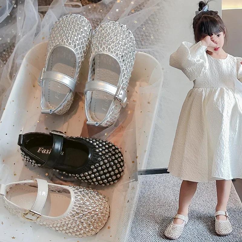 Girls Sandals Sparkling Hollowed-Out Princess Shoes for Kids 2025 Summer New Flat Shoes Mesh Toddlers Breathable Ins