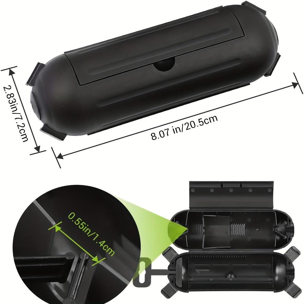 Outdoor Extension Cord Cover - Black Weather Resistant Plug Connector Safety Seal for Outside