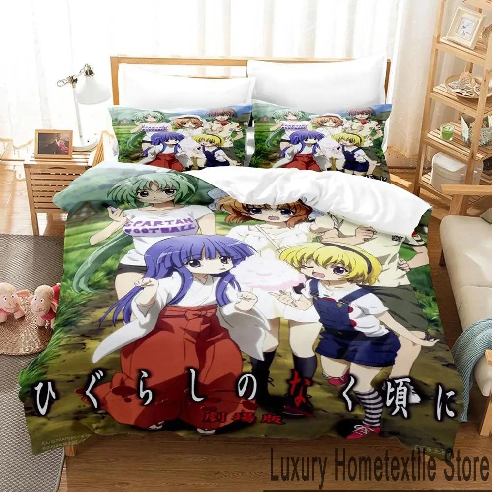 3D Print Anime Higurashi When They Cry Bedding Set Boys Girls Twin Queen King Size Duvet Cover Pillowcase Bed Boys Adult
