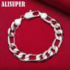 925 Sterling Silver 12mm Side Chain Bracelet Jewelry