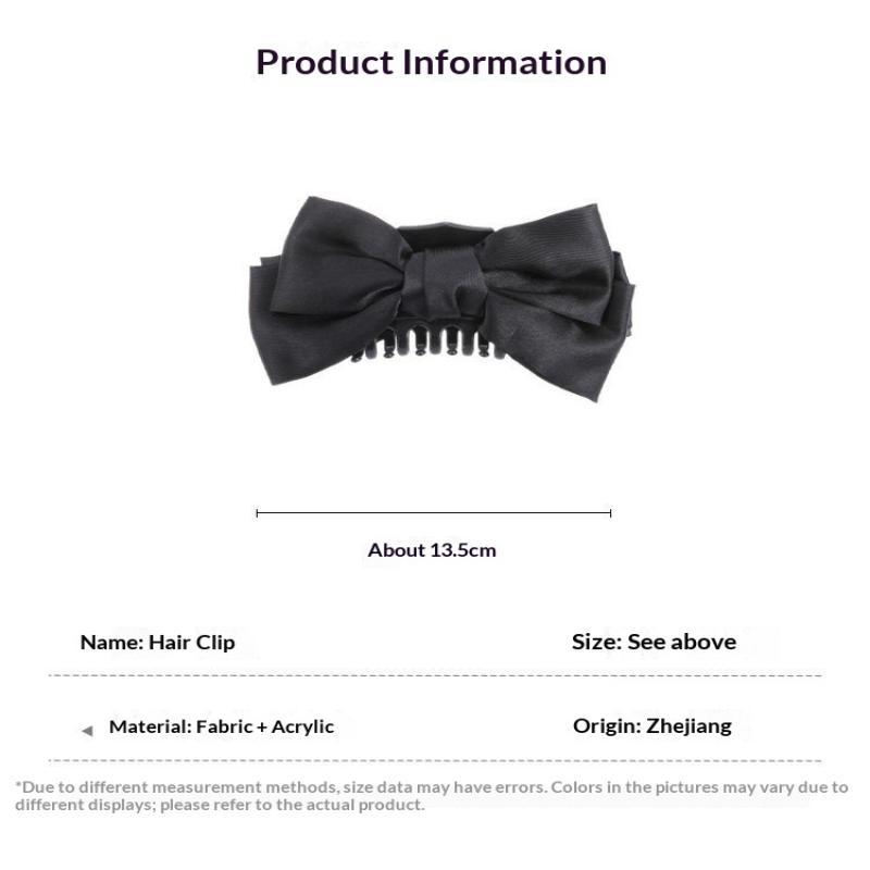 French Style Black Bow Claw Hair Clip for Stylish 1PC Hepburn Elegance Accessory