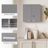 Wall-Mounted Medicine Cabinet, Double Lockable Doors, 2 Keys, 53 x 20 x 53 cm, Grey