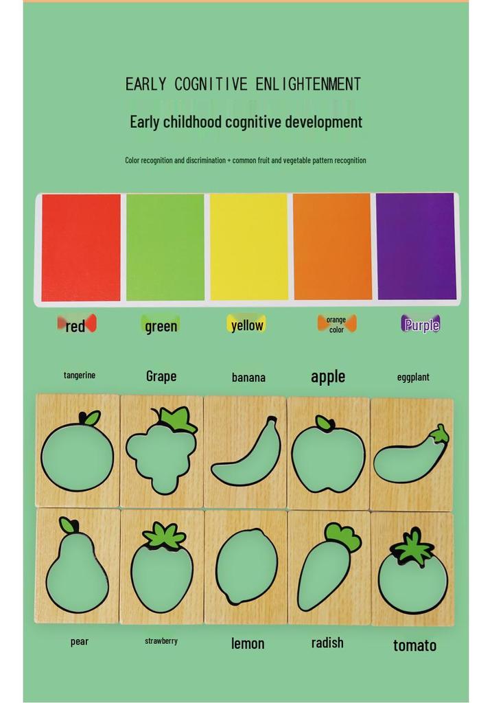 Montessori Wooden Fruit & Vegetable Recognition Puzzle Game for Early Childhood Education