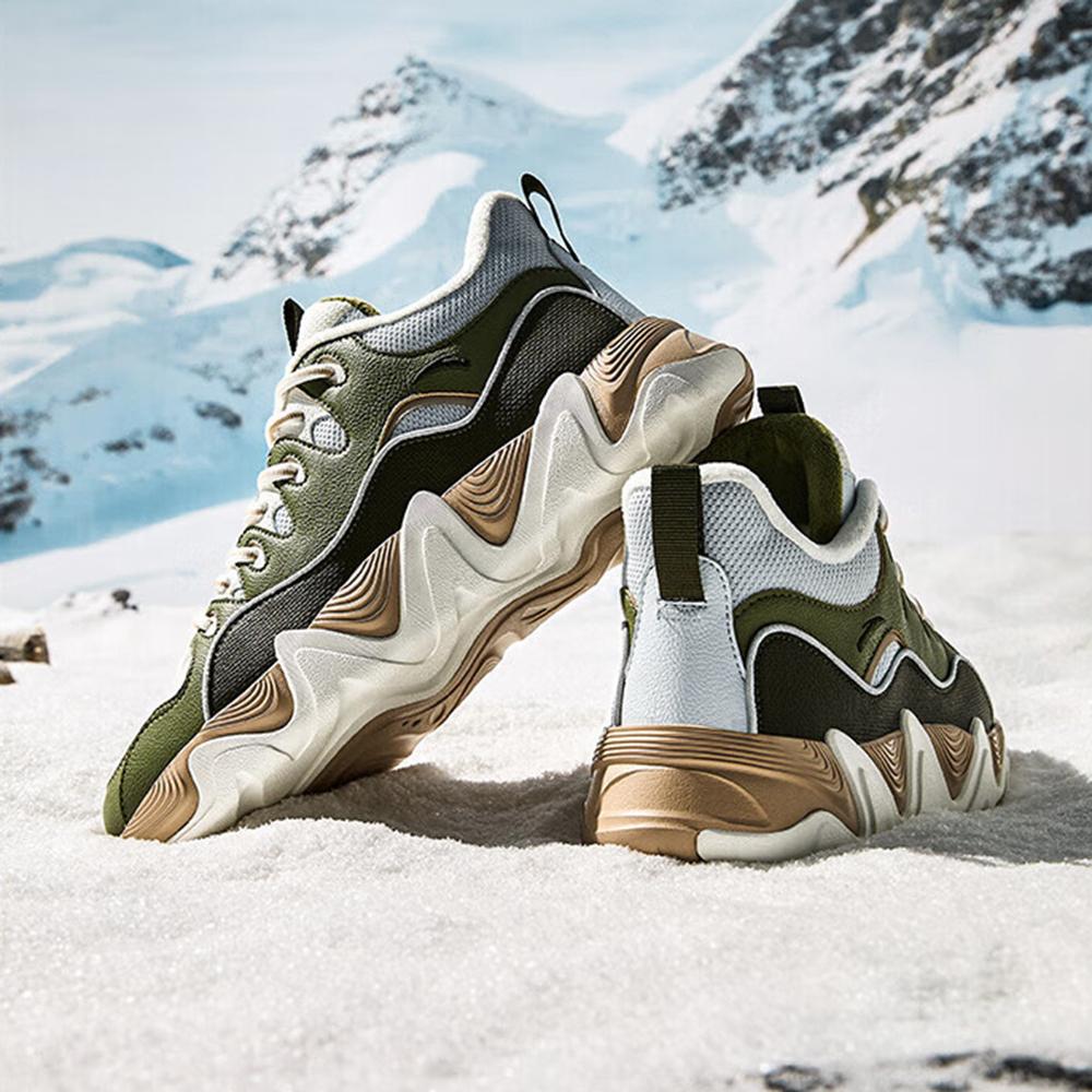 Anta Afterwave 1.0 Fleecové Silné Univerzální Teplé Odolné Středně vysoké Tenisky Pánské Tenisky Bílá Zelená 912448916-2