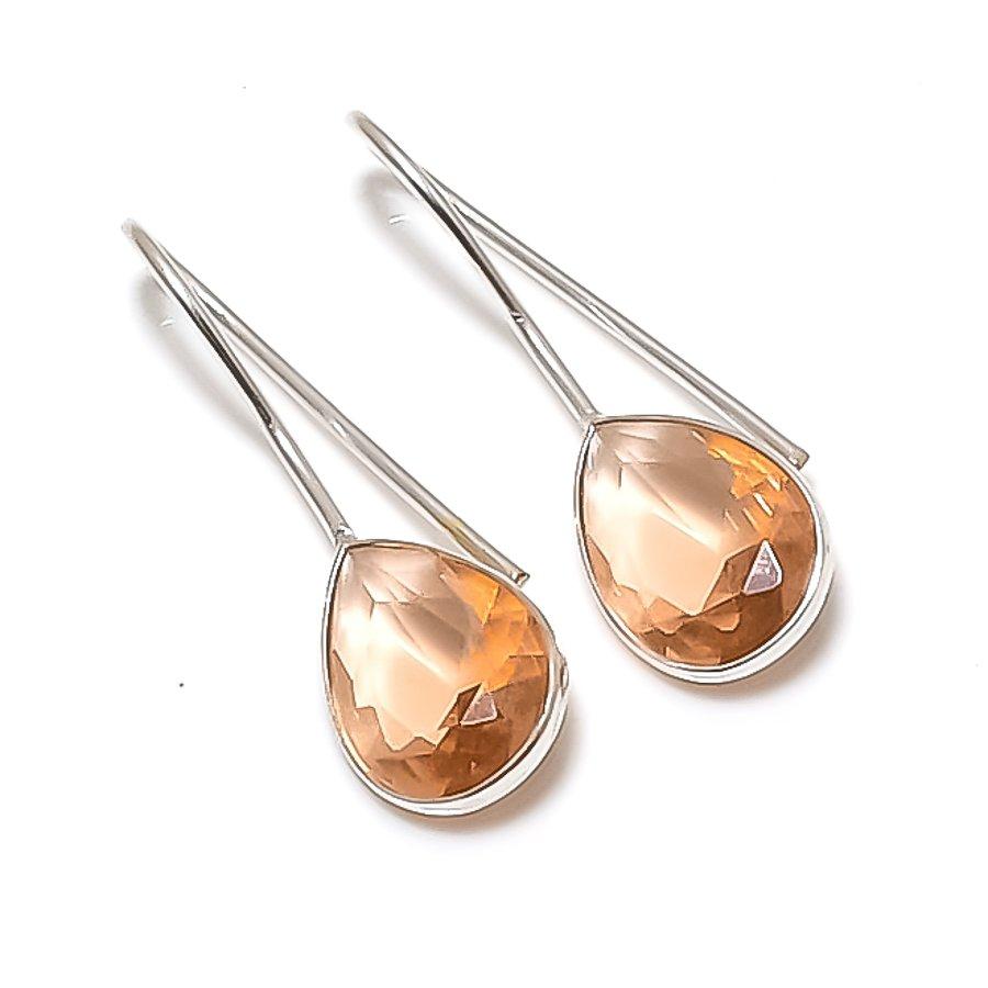 Natural Morganite Gemstone 925 Sterling Silver Jewelry Earring 1.26 AE-12603