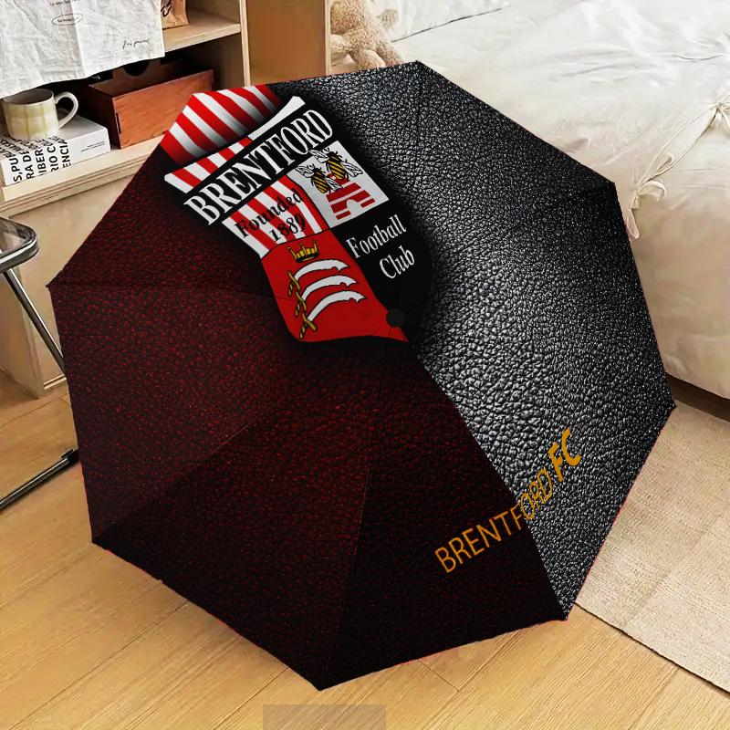 Brentford Football Club Crest Automatic Folding Umbrella - 8-Rib Travel Umbrella with Auto Open/Close & Portable Gifts for holidays or birthdays